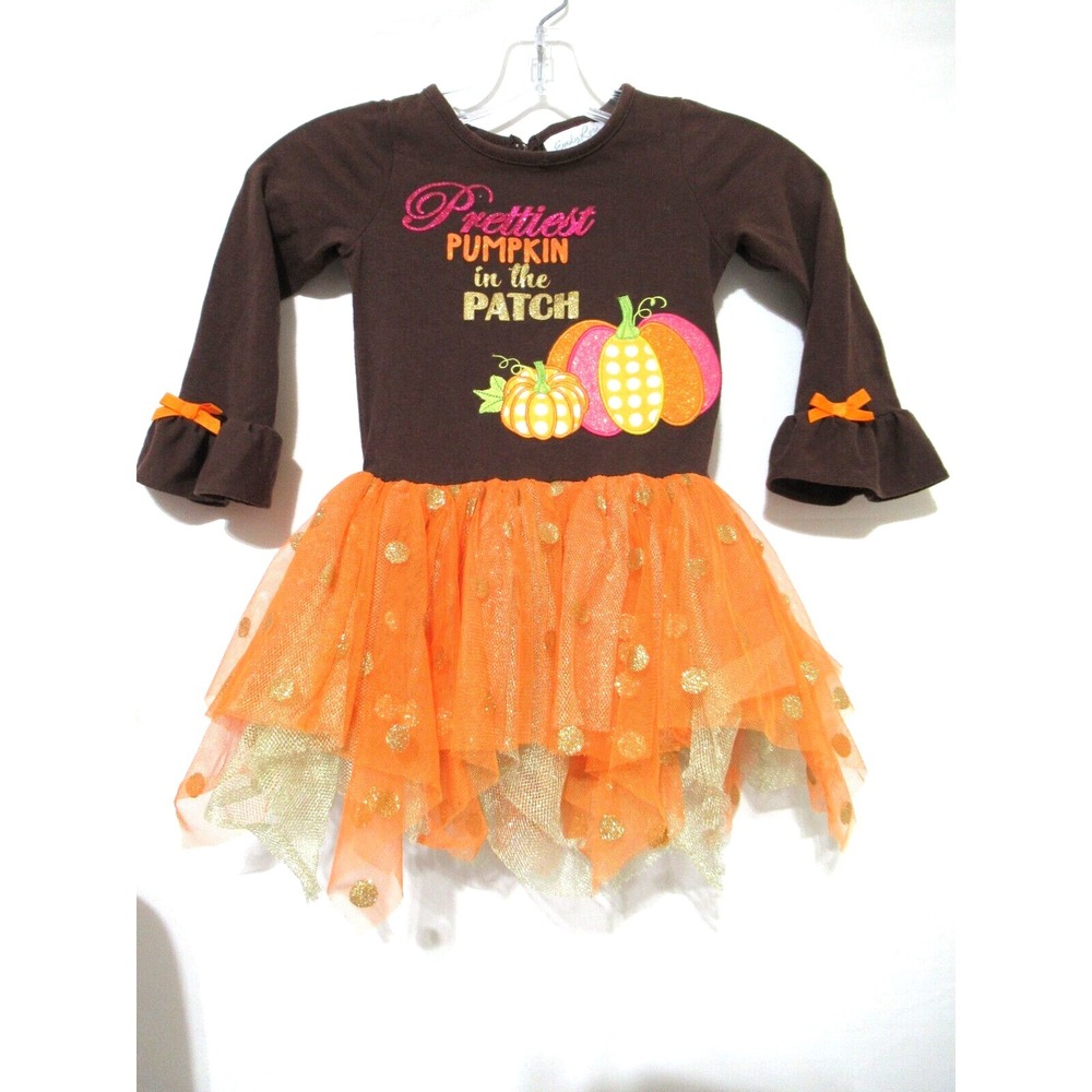 Emily Rose Toddler Girl's Dress Size 4 Prettiest Pumpkin In The Patch EUC